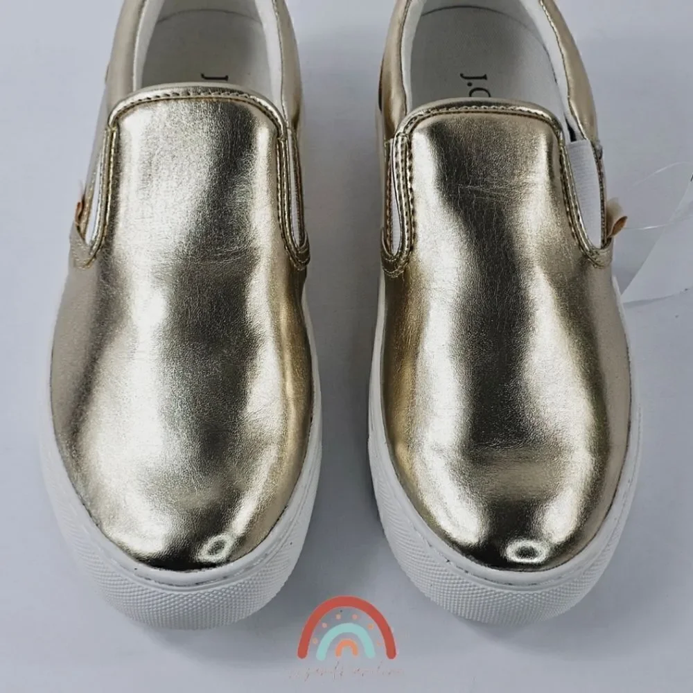 New! J. Crew Faux Leather Metallic Slip On Sneakers